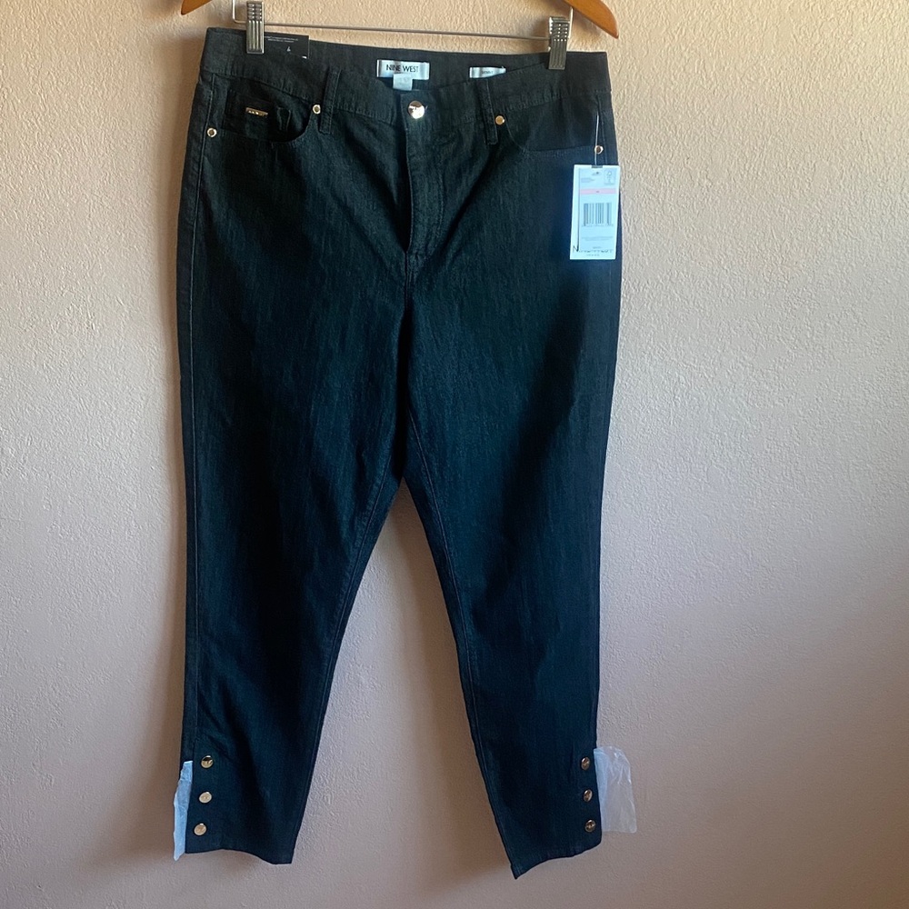 Nine West Black Cropped Jeans with Gold Accents